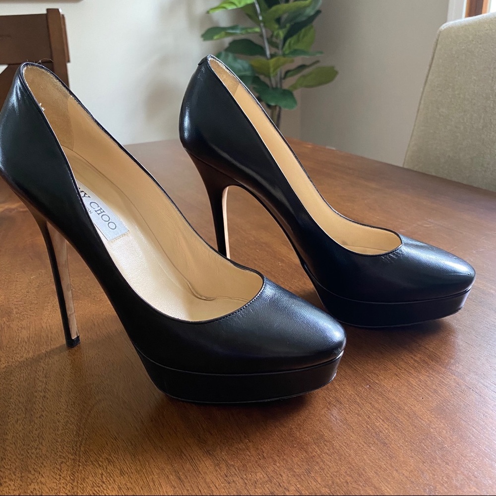 🔥 Jimmy Choo Black Leather Stiletto Heels